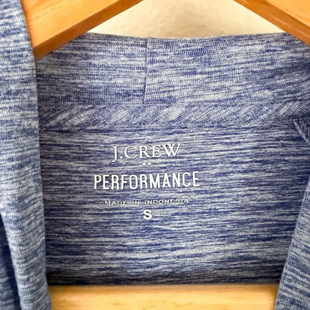 J.Crew Performance Hooded Shirt Men’s Small Blue Heather Raglan Lightweight